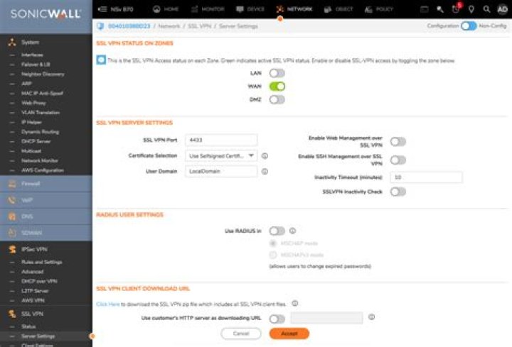 How do I enable VPN on SonicWall?